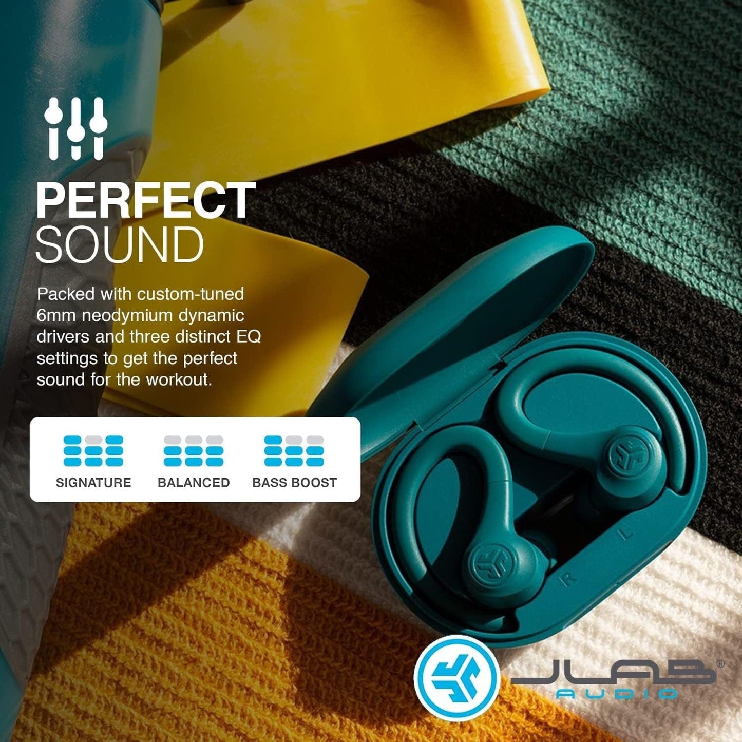 JLab Go Air Sport, Wireless Workout Earbuds Featuring C3 Clear Calling, Secure Earhook Sport Design, 32+ Hour Bluetooth Playtime, and 3 EQ Sound Settings