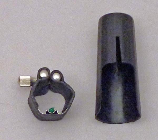 Black Leather Saxophone Ligature And Cap For Soprano Saxophone