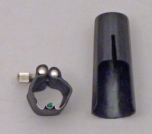 Black Leather Saxophone Ligature And Cap For Soprano Saxophone
