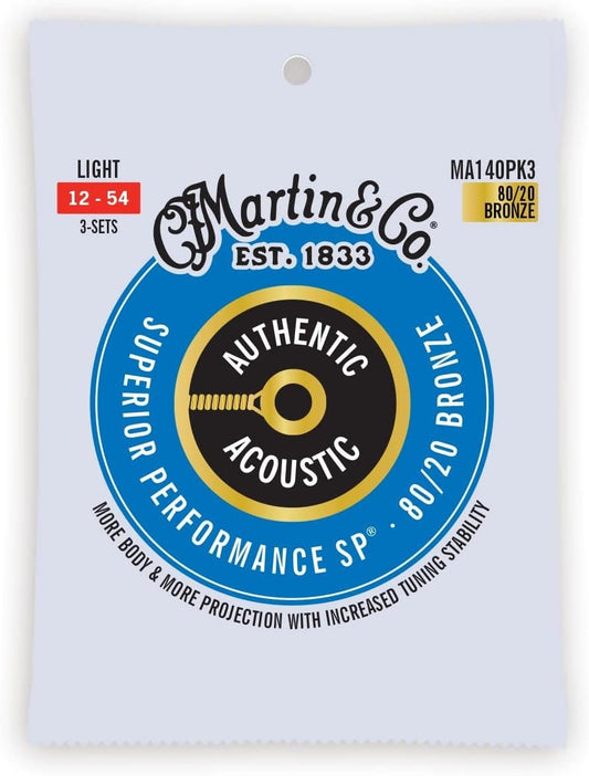 Martin Authentic Acoustic Guitar Strings - 3 Pack