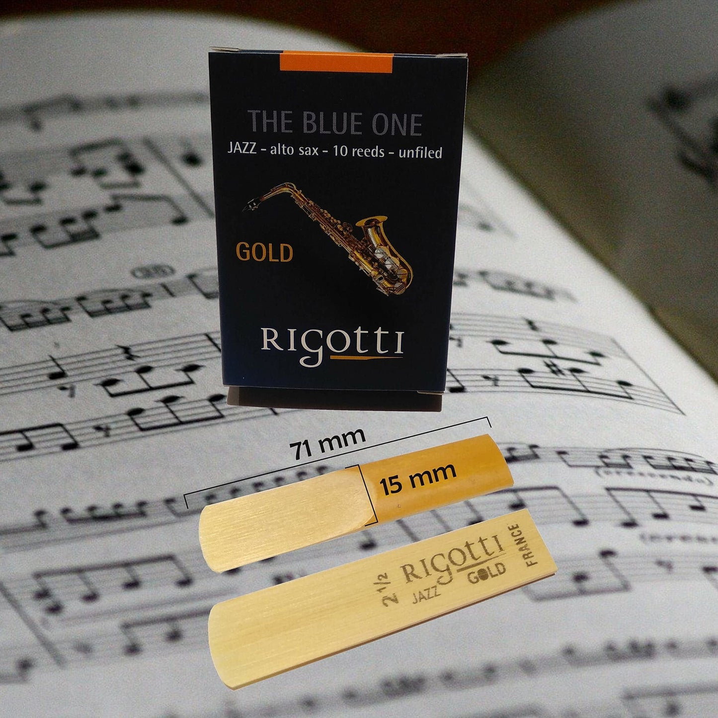 Rigotti RG.JSA Gold Jazz Alto Saxophone Reeds - 2 Strong (10-pack)