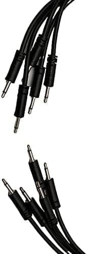 SSMS - Luigi's Modular Spaghetti Eurorack Patch Cables - Package of 5 Black Cables, 60" (150 cm) Shielded Patch Cords | 3.5 mm Mono Male to Male | 26 AWG Copper Wire | Flexible No-Kink PVC Jacket