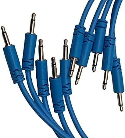 SSMS - Luigi's Modular Spaghetti Eurorack Patch Cables - Package of 5 Blue Cables, 12" (30 cm) Shielded Patch Cords | 3.5 mm Mono Male to Male | 26 AWG Copper Wire | Flexible No-Kink PVC Jacket