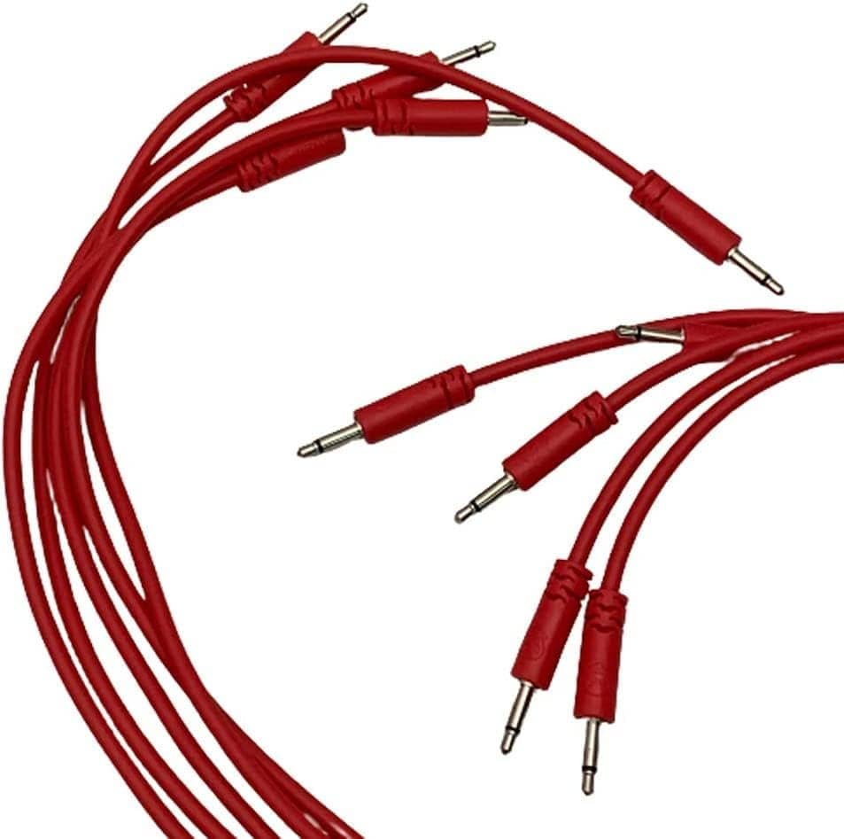 SSMS - Luigi's Modular Spaghetti Eurorack Patch Cables - Package of 5 Red Cables, 60" (150 cm) Shielded Patch Cords | 3.5 mm Mono Male to Male | 26 AWG Copper Wire | Flexible No-Kink PVC Jacket