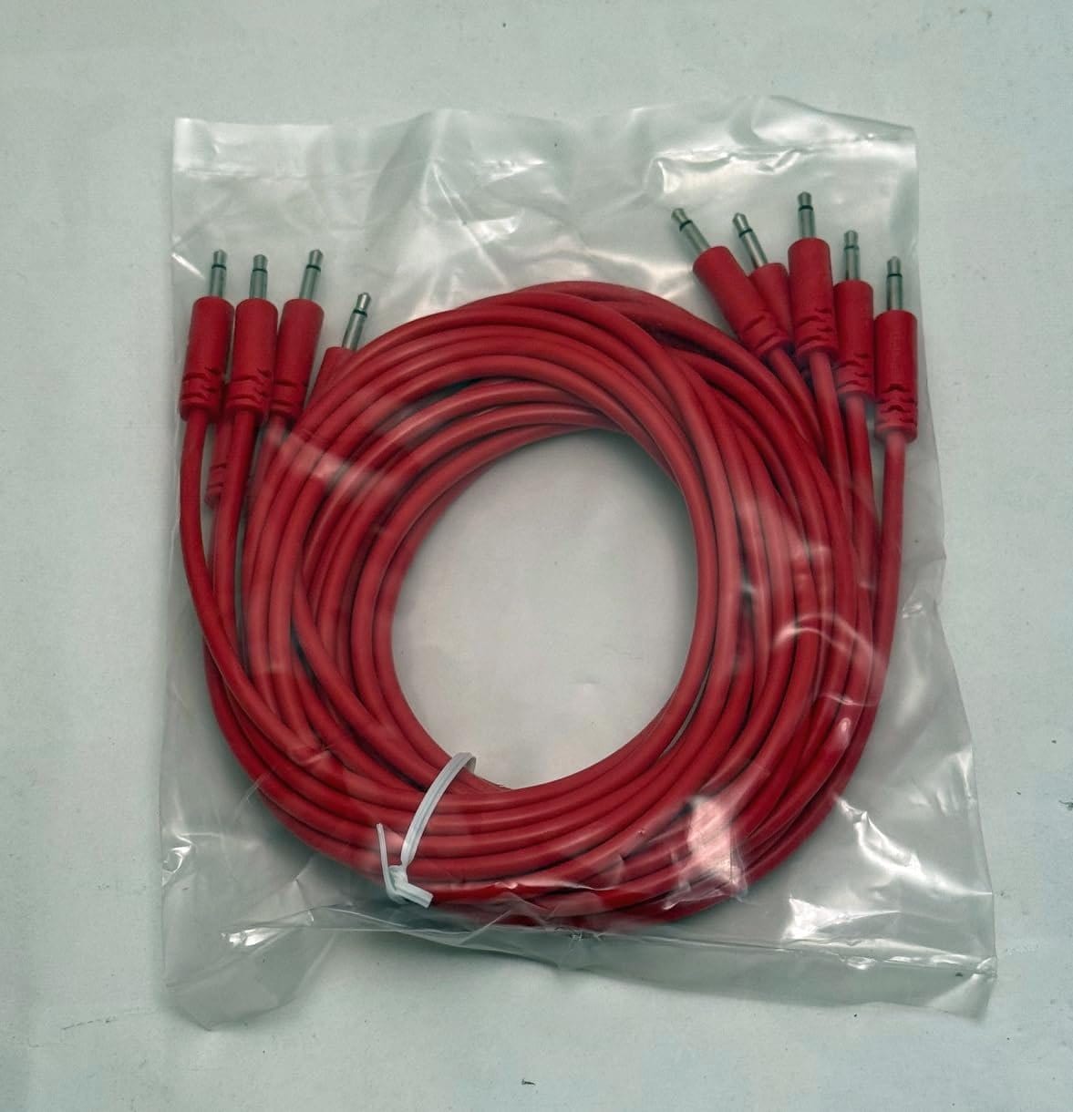 SSMS - Luigi's Modular Spaghetti Eurorack Patch Cables - Package of 5 Red Cables, 60" (150 cm) Shielded Patch Cords | 3.5 mm Mono Male to Male | 26 AWG Copper Wire | Flexible No-Kink PVC Jacket