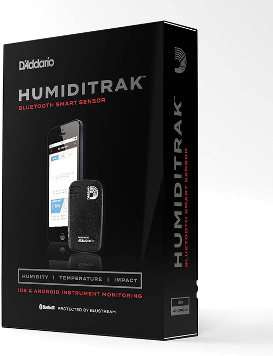 D'Addario Guitar Humidifier Tracking - Humiditrak - Bluetooth Humidity and Temperature Sensor to Monitor Guitar Humidification, Temperature, Impact
