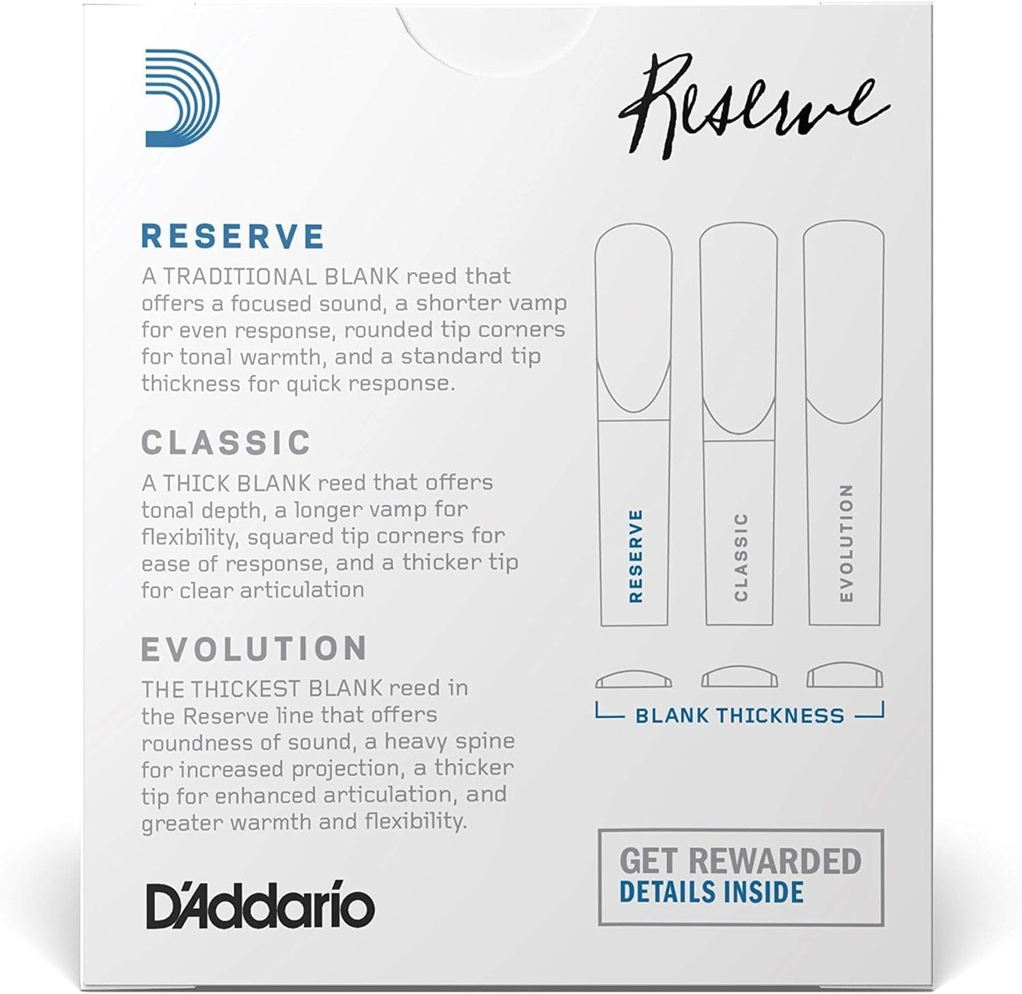 D'Addario Reserve Bb Clarinet Reeds, Strength 4.5, 10-pack