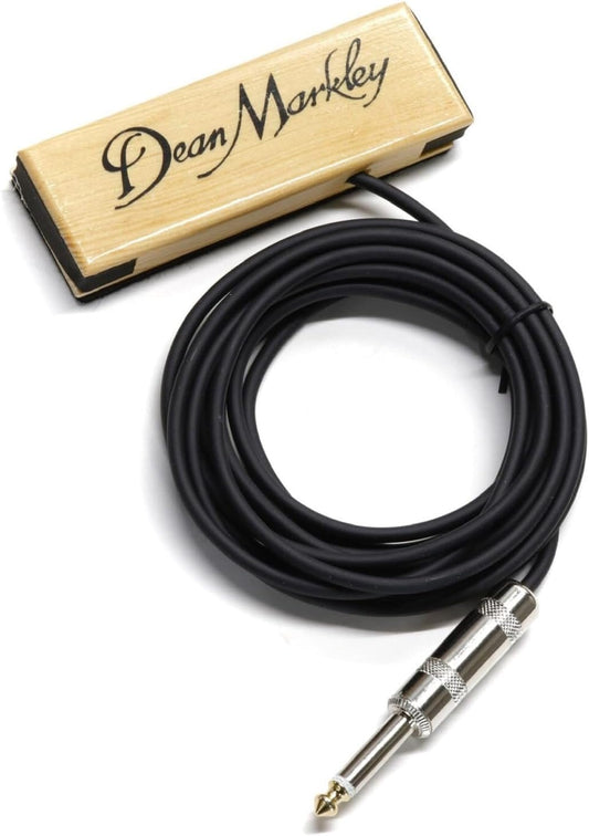 Dean Markley Pro Mag Plus Acoustic Guitar Single Coil Pickup, Smooth Maple Wood Design Active Soundhole Pickup Ebony Finish, Perfect String Balance and 15 Ft Low Noise for Steel-String Guitars