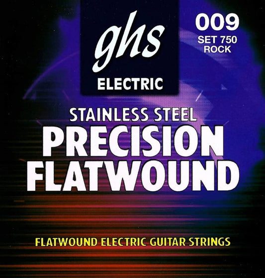 GHS PRECISION FLATS Flatwound String Set For Electric Guitar - 750 - Rock - 009/042