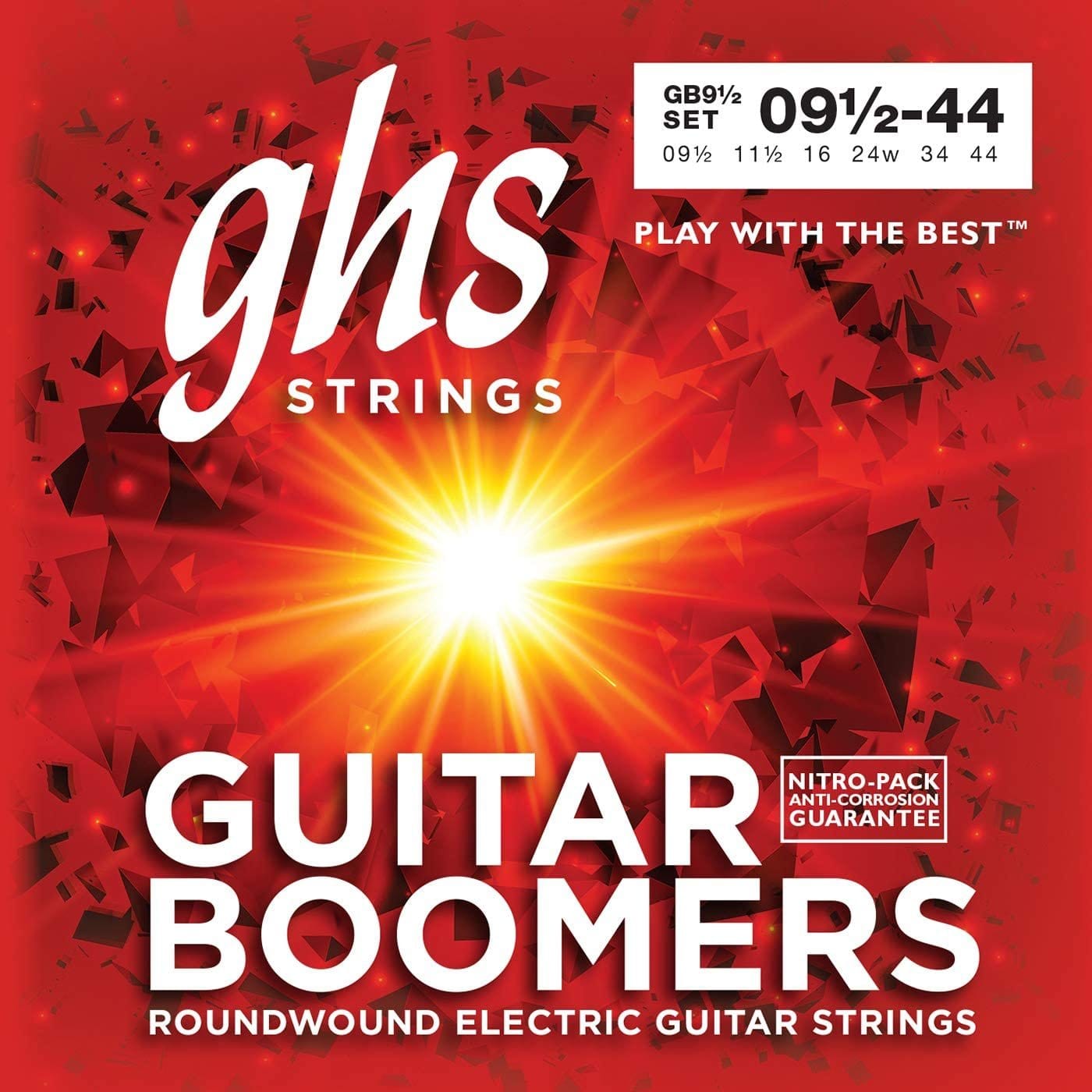 GHS STRINGS - GUITAR BOOMERS GB9 1/2 (3 SETS) - 009.5- 044 (EXTRA LIGHT +) ELECTRIC GUITAR STRINGS