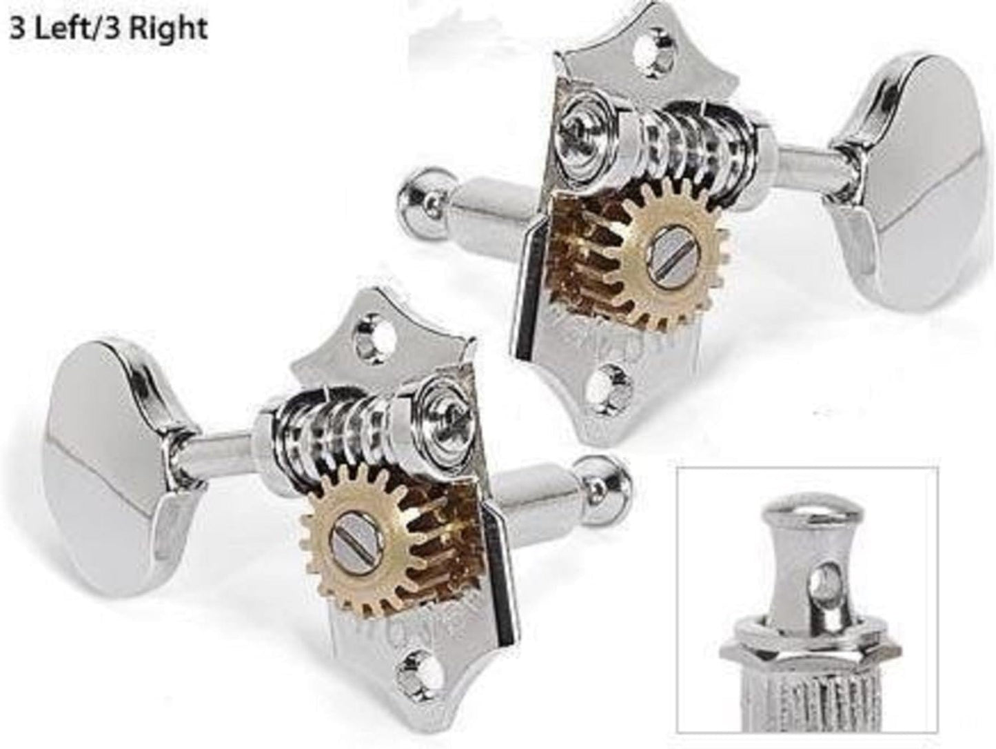 Grover Sta-Tite Tuning Keys 3x3 Nickel w/Gold Gear