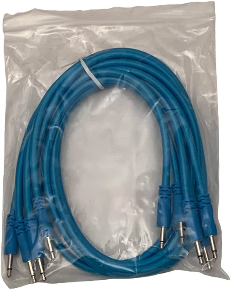 Luigi's Modular Supply Bucatini Braided Patch Cables - Package of 5 Blue Cables, 18" (45 cm)