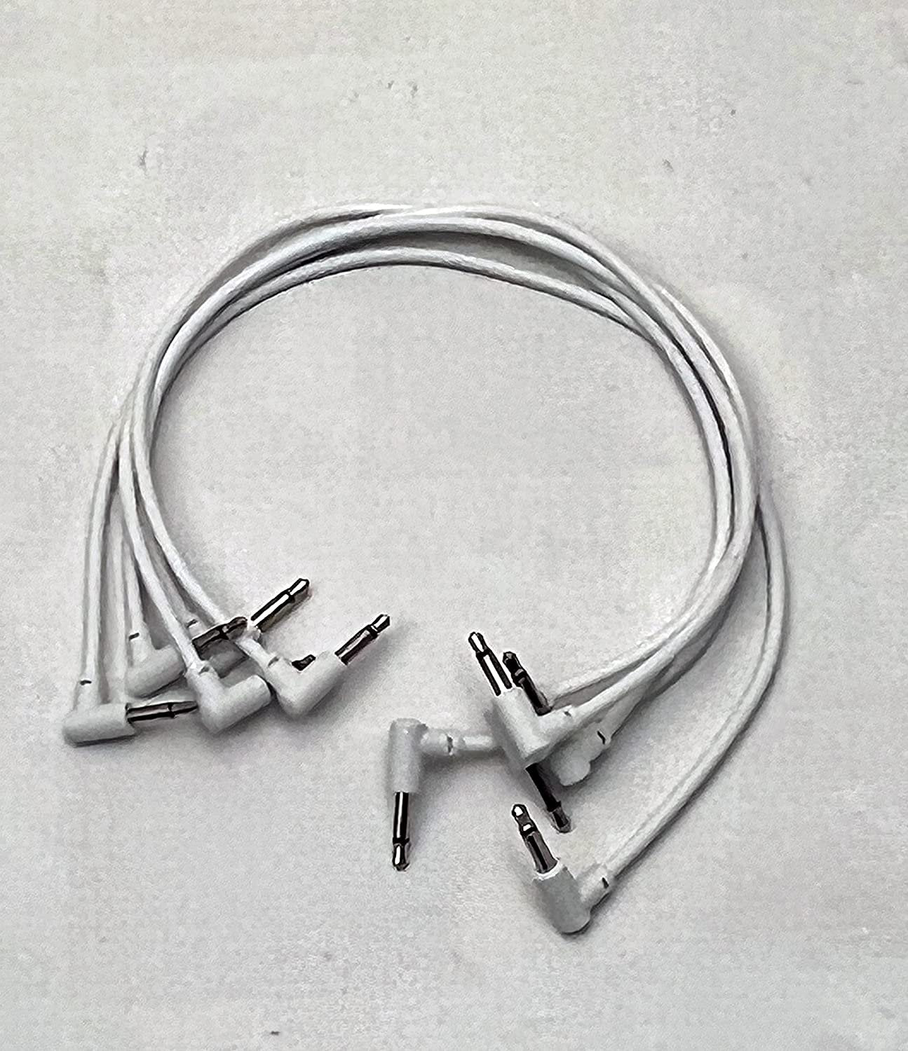 Luigis Modular M-PAR Right Angled Eurorack Patch Cables - Package of 5 White Cables, 12 (30 cm)