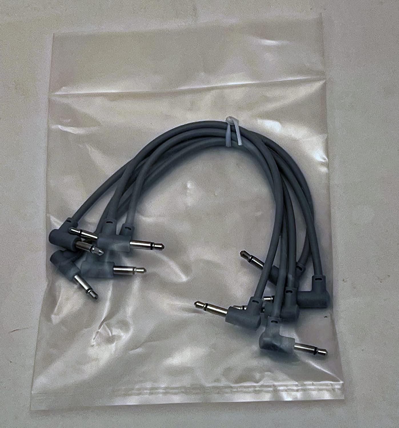Luigis Modular M-PAR Right Angled Eurorack Patch Cables - Package of 5 Gray Cables, 6" (15 cm)