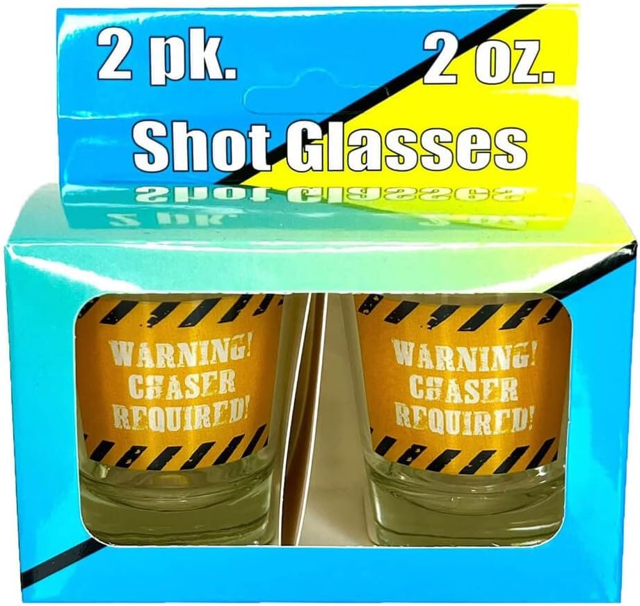 Black Ball Corp. Chaser Required - 2oz Novelty Shot Glass - 2 Piece Set
