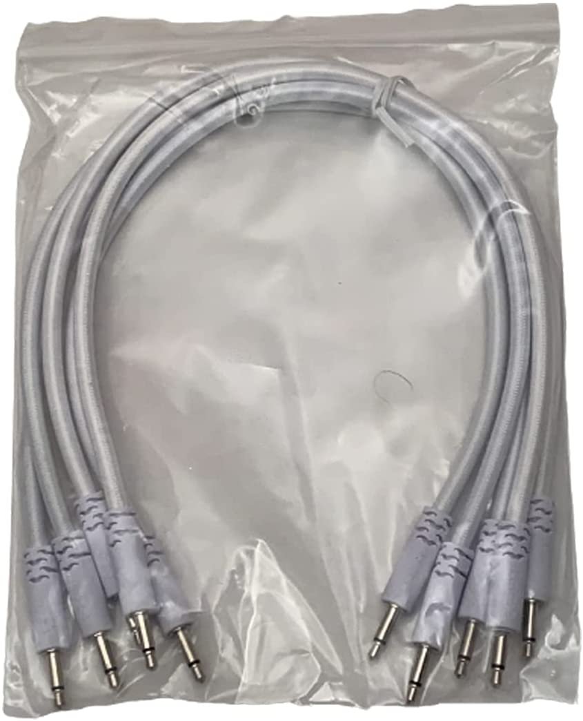 Luigis Modular Supply Bucatini Braided Patch Cables - Package of 5 White Cables, 12 (30 cm)