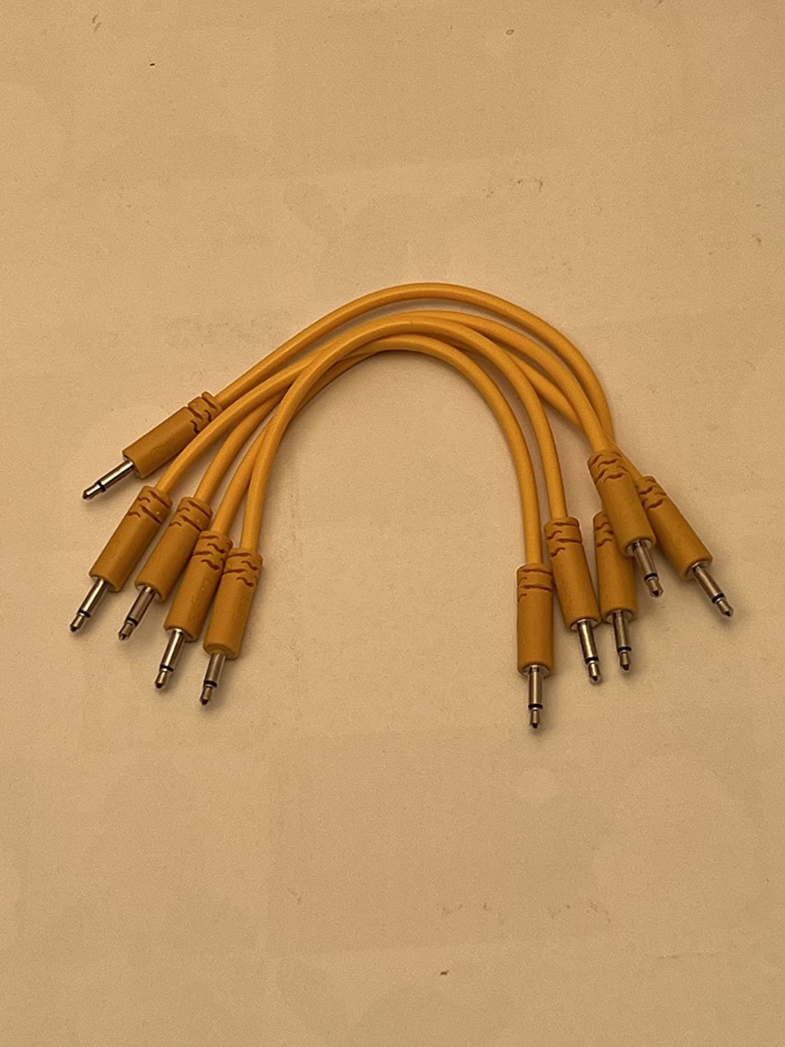 Luigi's Modular Supply Spaghetti Eurorack Patch Cables - Package of 5 Gold/Orange Cables, 6" (15 cm)