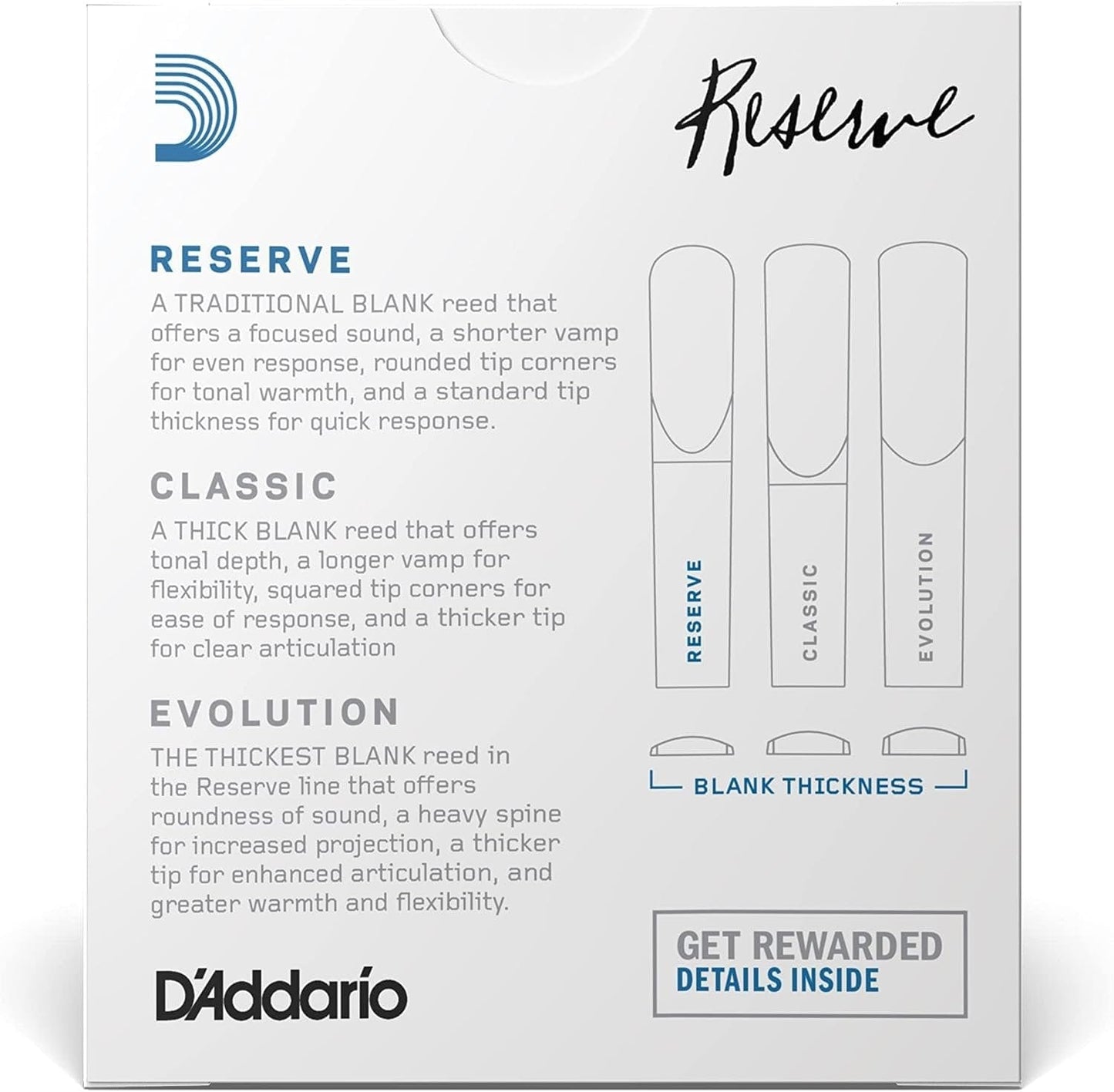 D'Addario Reserve Bb Clarinet Reeds, Strength 4.0+, 10-pack