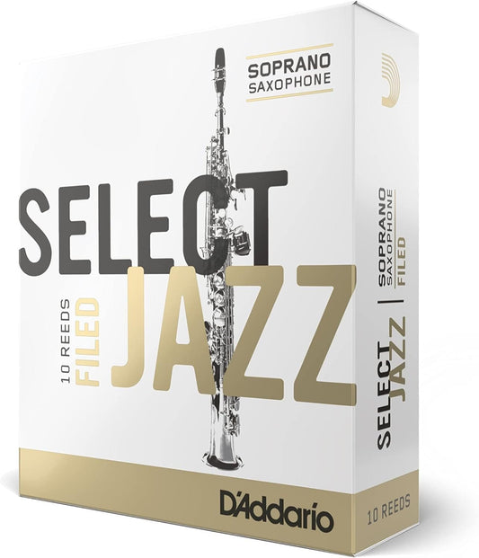 D'Addario Select Jazz Soprano Sax Reeds, Filed, Strength 2 Strength Soft, 10-pack