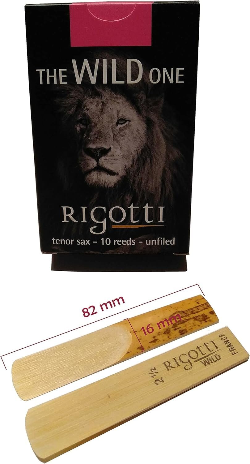 RIGOTTI Box of 10 Tenor Saxophone Reeds - WILD - Premium Quality - Sourced from Natural Reeds Grown and Sun-Dried from Provence France