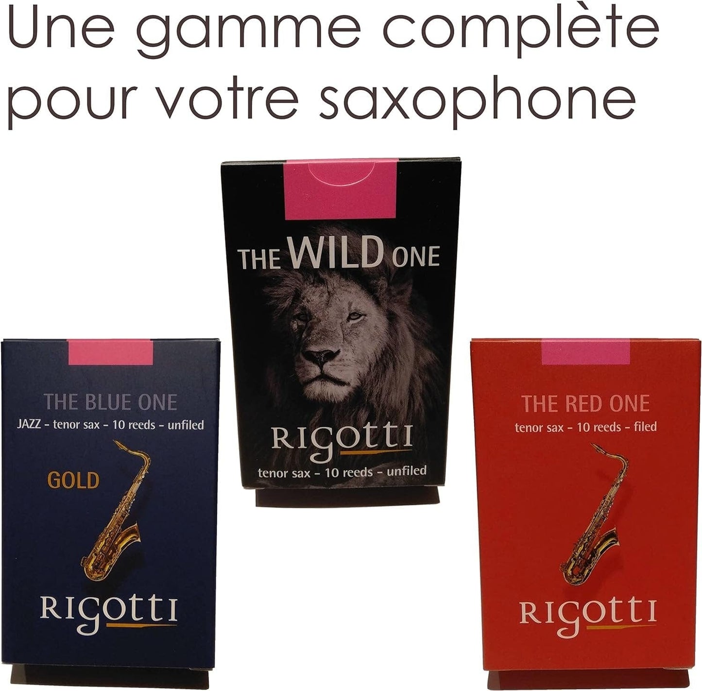 RIGOTTI Box of 10 Tenor Saxophone Reeds - WILD - Premium Quality - Sourced from Natural Reeds Grown and Sun-Dried from Provence France