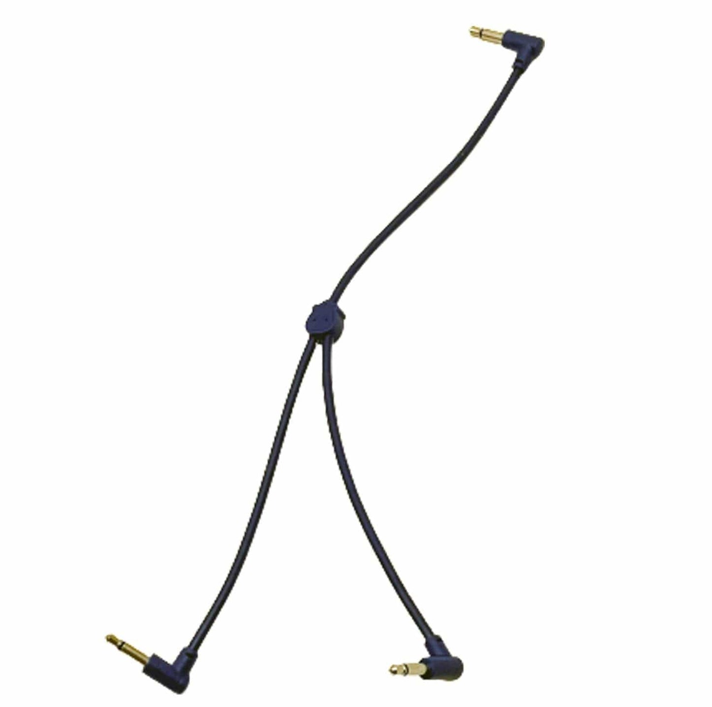 Luigi's Modular M-Doppio Mini Y Right Angled Splitter Patch Cables 10cm x 10cm - 2 Pack (Blue) - 3.5mm Splitter for Eurorack Modular Synthesizer