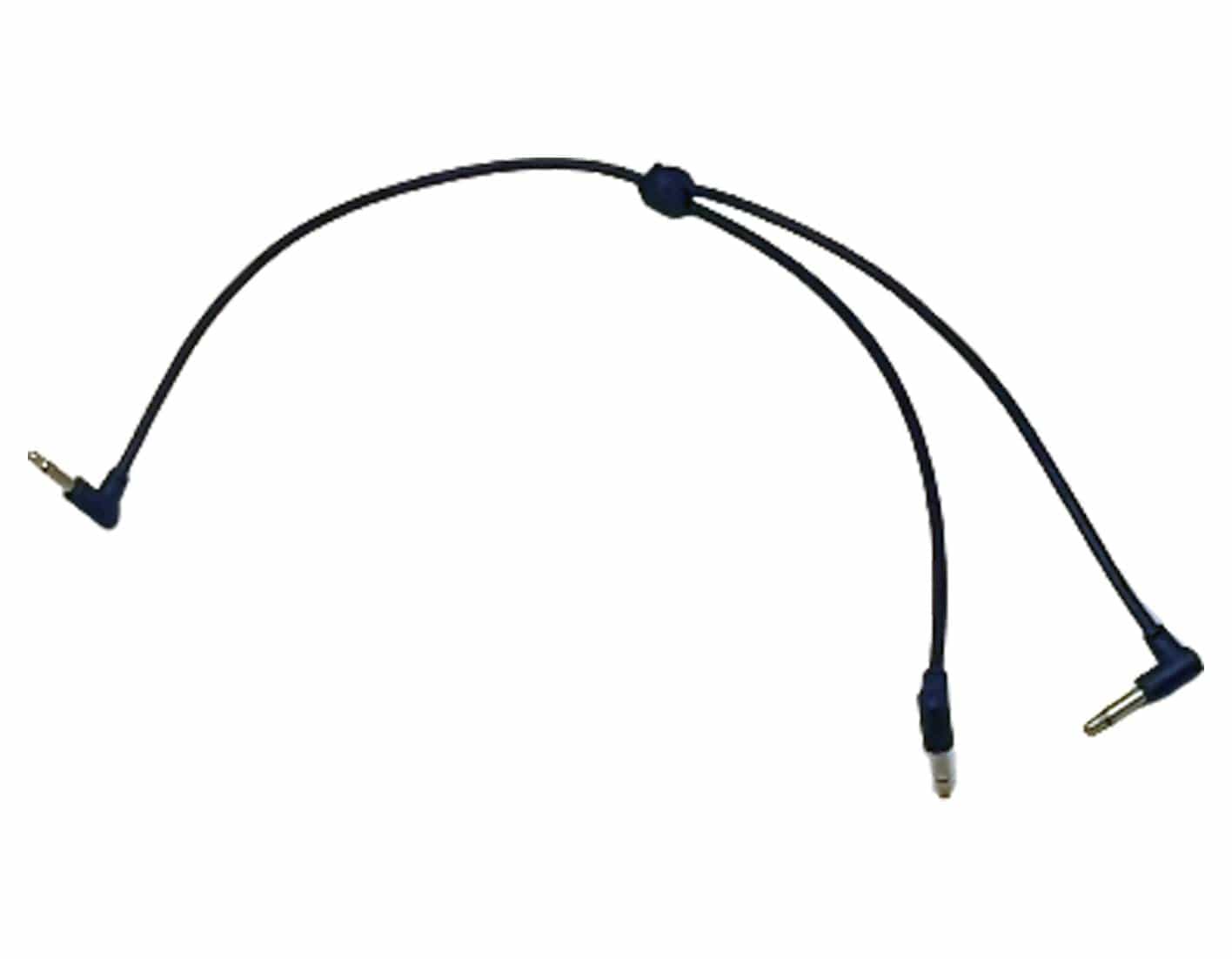 Luigi's Modular M-Doppio Mini Y Right Angled Splitter Patch Cables 15cm x 15cm - 2 Pack (Blue) - 3.5mm Splitter for Eurorack Modular Synthesizer