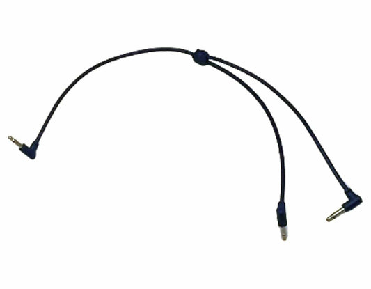 Luigi's Modular M-Doppio Mini Y Right Angled Splitter Patch Cables 15cm x 15cm - 2 Pack (Blue) - 3.5mm Splitter for Eurorack Modular Synthesizer