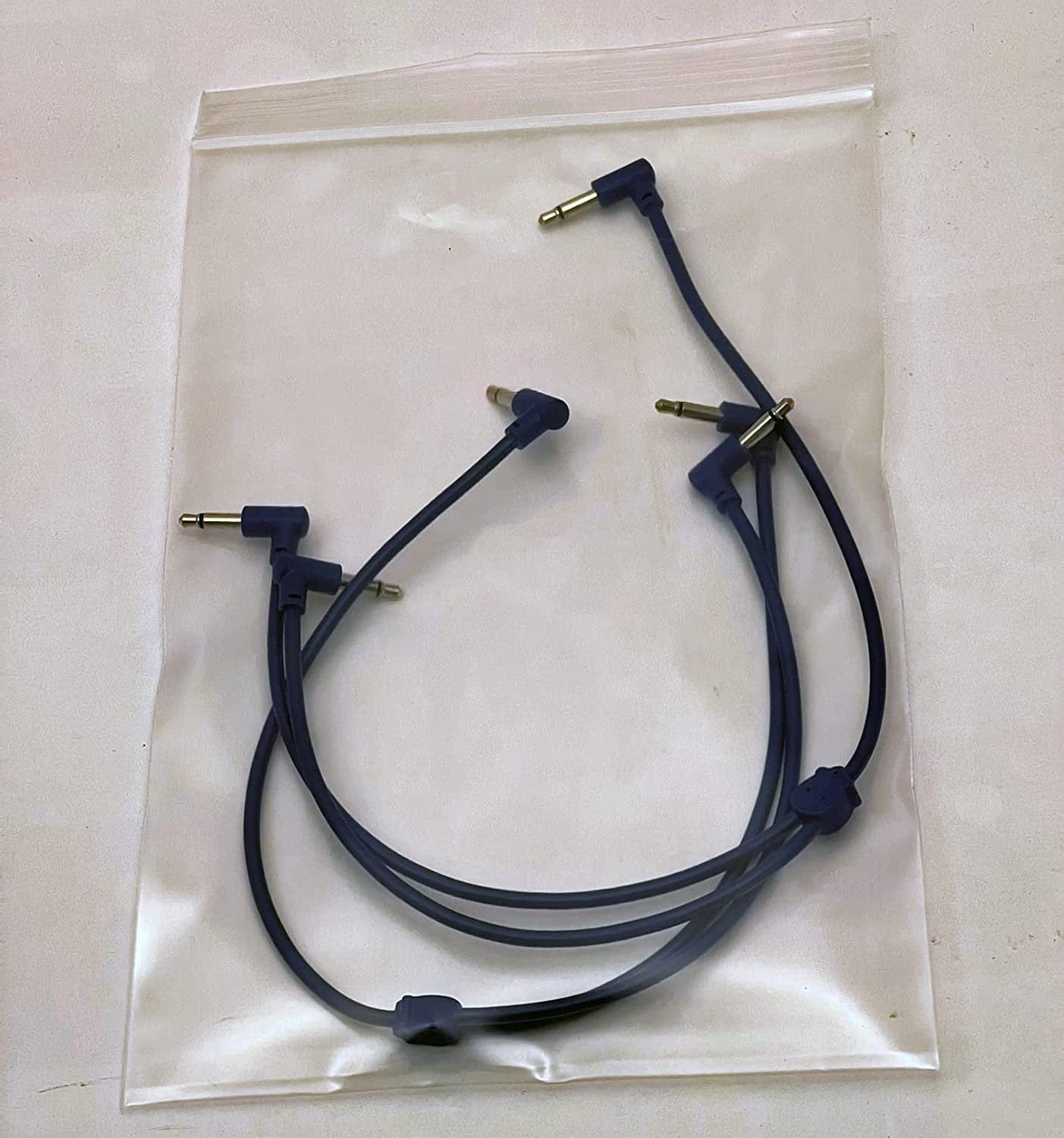 Luigi's Modular M-Doppio Mini Y Right Angled Splitter Patch Cables 15cm x 15cm - 2 Pack (Blue) - 3.5mm Splitter for Eurorack Modular Synthesizer