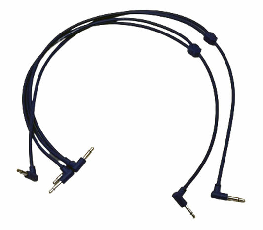 Luigi's Modular M-Doppio Mini Y Right Angled Splitter Patch Cables 15cm x 30cm - 2 Pack (Blue) - 3.5mm Splitter for Eurorack Modular Synthesizer