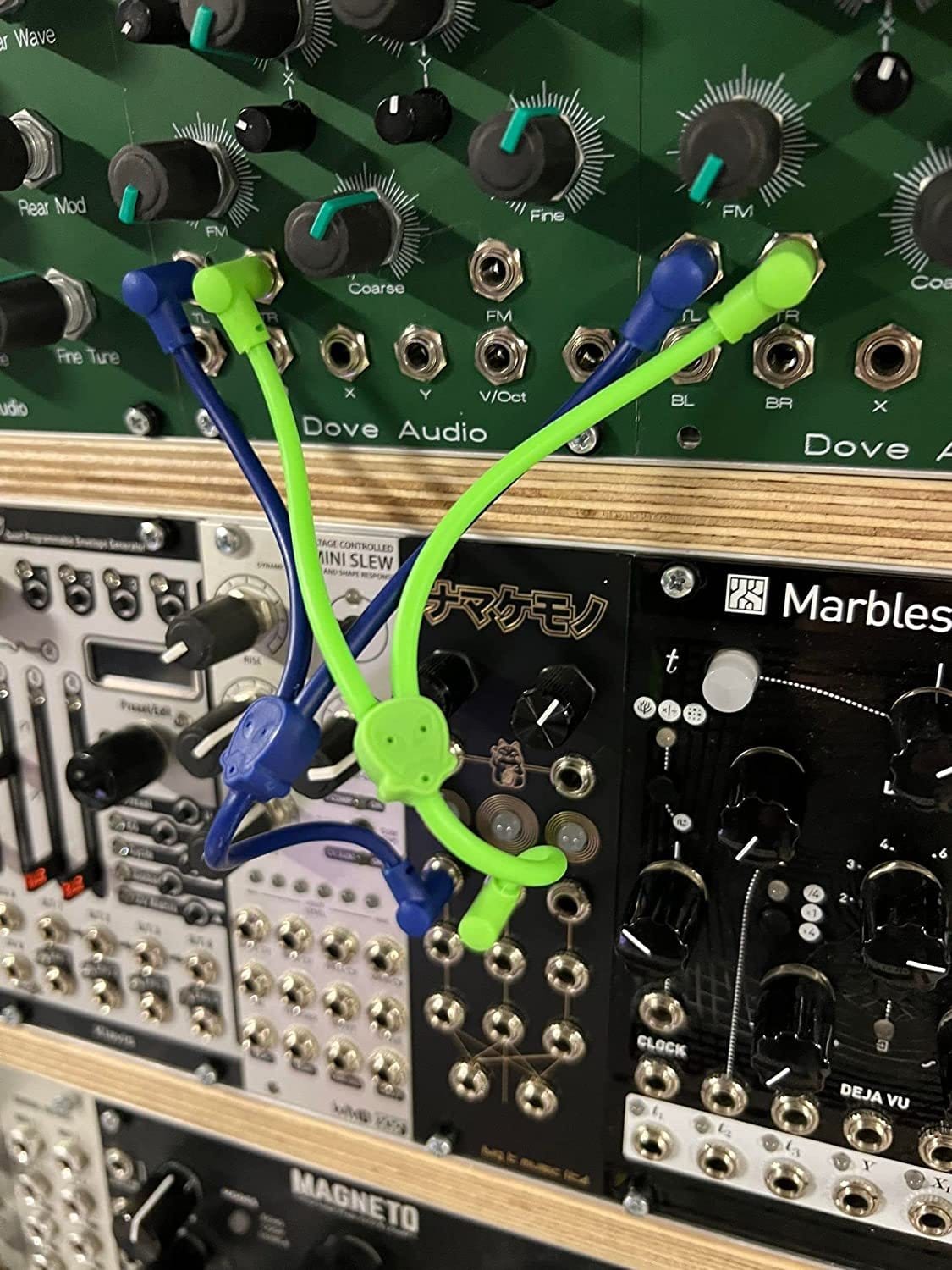 Luigi's Modular M-Doppio Mini Y Right Angled Splitter Patch Cables 15cm x 30cm - 2 Pack (Blue) - 3.5mm Splitter for Eurorack Modular Synthesizer