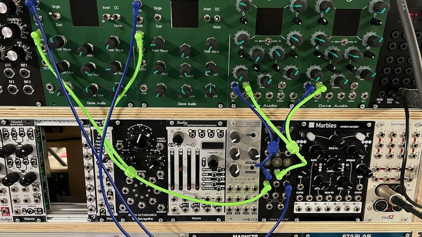 Luigi's Modular M-Doppio Mini Y Right Angled Splitter Patch Cables 6cm x 6cm - 2 Pack (White) - 3.5mm Splitter for Eurorack Modular Synthesizer