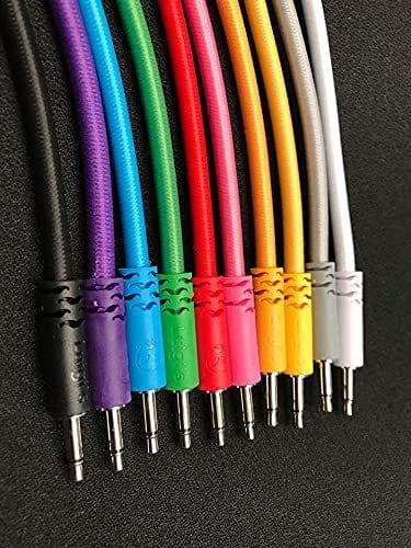 Luigis Modular Bucatini Braided Eurorack Patch Cables - Package of 5 Black Cables, 36" (90 cm)