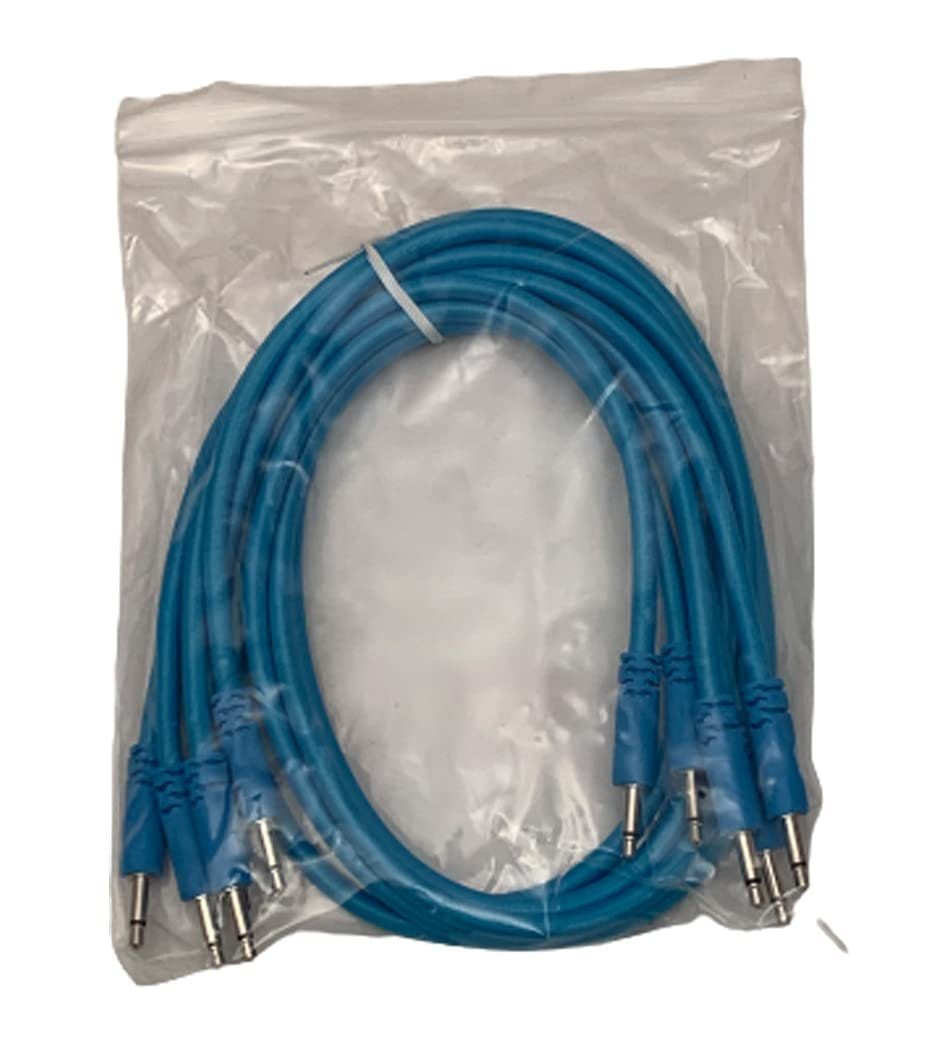 Luigis Modular Bucatini Braided Eurorack Patch Cables - Package of 5 Blue Cables, 36" (90 cm)