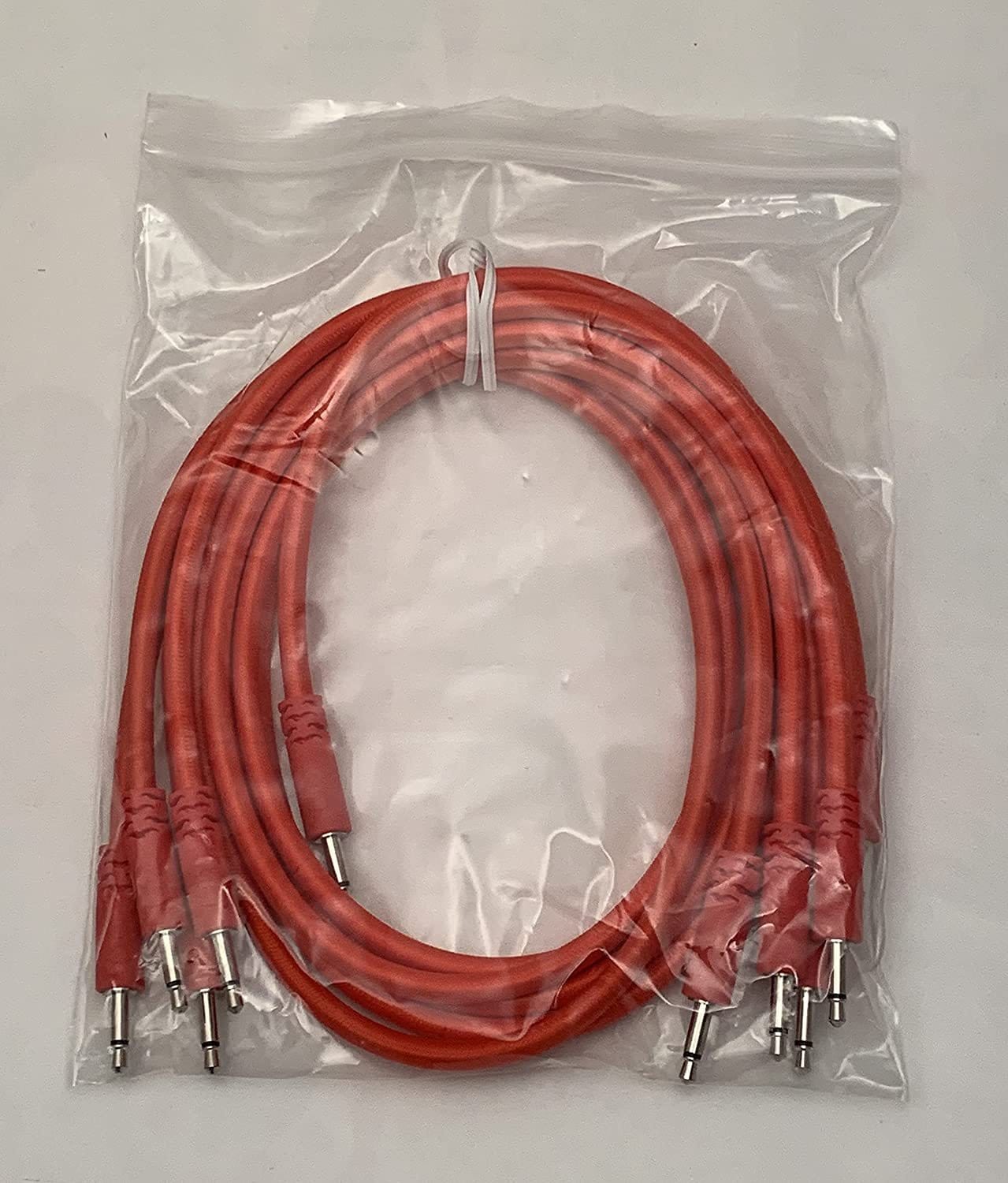 Luigis Modular Bucatini Braided Eurorack Patch Cables - Package of 5 Red Cables, 36" (90 cm)