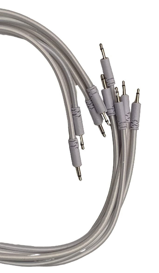 Luigis Modular Bucatini Braided Eurorack Patch Cables - Package of 5 White Cables, 36" (90 cm)