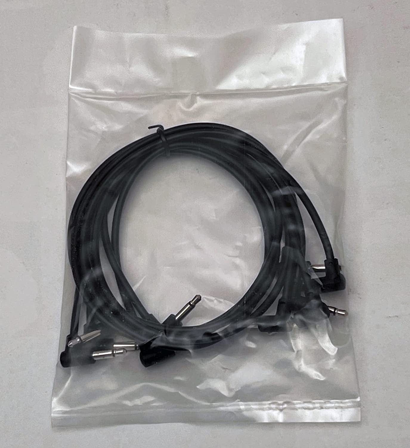 Luigis Modular M-PAR Right Angled Eurorack Patch Cables - Package of 5 Black Cables, 18" (45 cm)