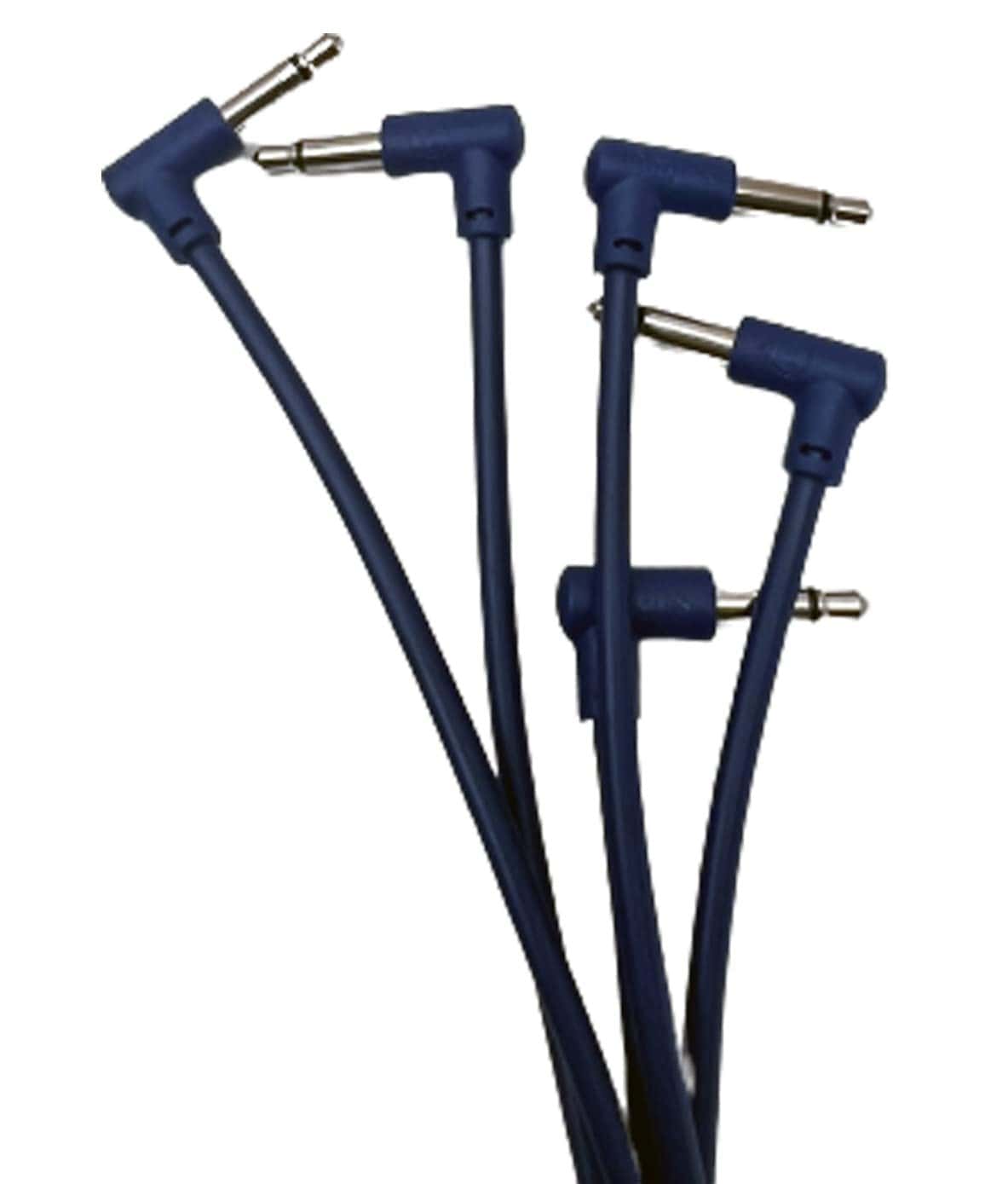 Luigis Modular M-PAR Right Angled Eurorack Patch Cables - Package of 5 Blue Cables, 6" (15 cm)