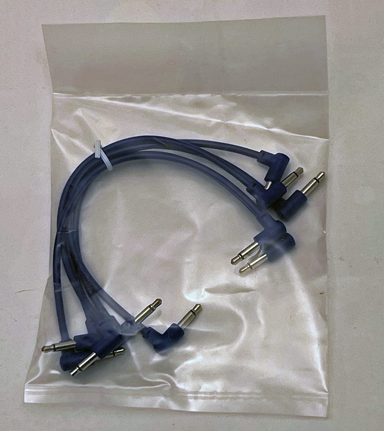 Luigis Modular M-PAR Right Angled Eurorack Patch Cables - Package of 5 Blue Cables, 6" (15 cm)