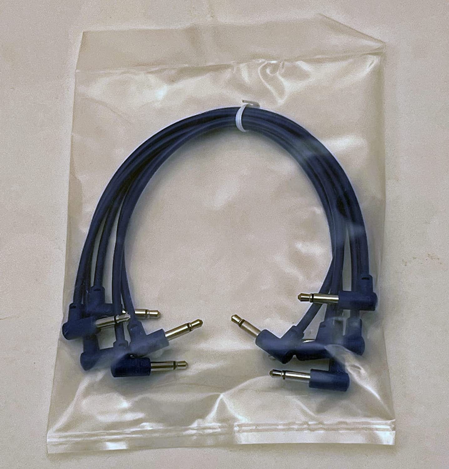 Luigis Modular M-PAR Right Angled Eurorack Patch Cables - Package of 5 Blue Cables, 8" (20 cm)