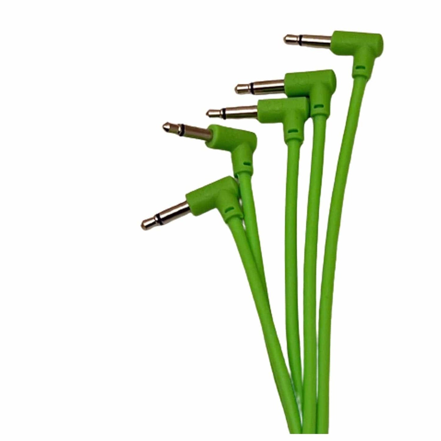 Luigis Modular M-PAR Right Angled Eurorack Patch Cables - Package of 5 Green Cables, 24" (60 cm)