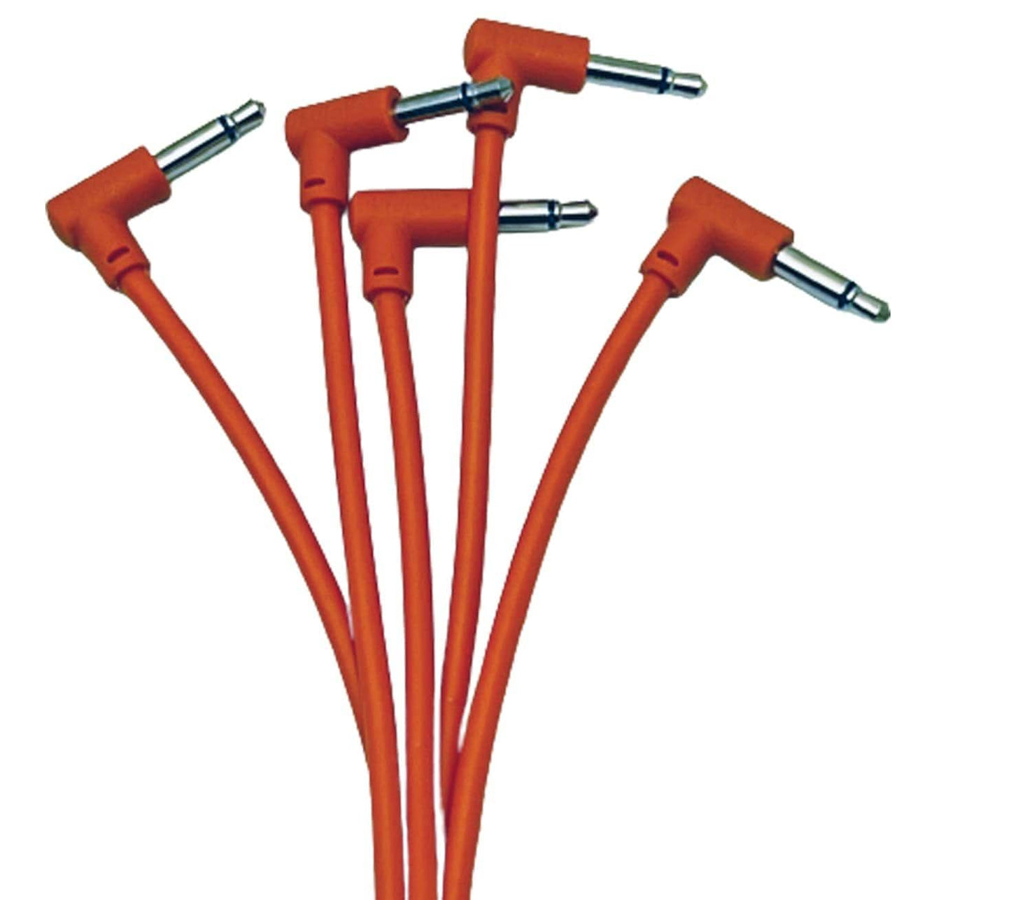 Luigis Modular M-PAR Right Angled Eurorack Patch Cables - Package of 5 Orange Cables, 18" (45 cm)