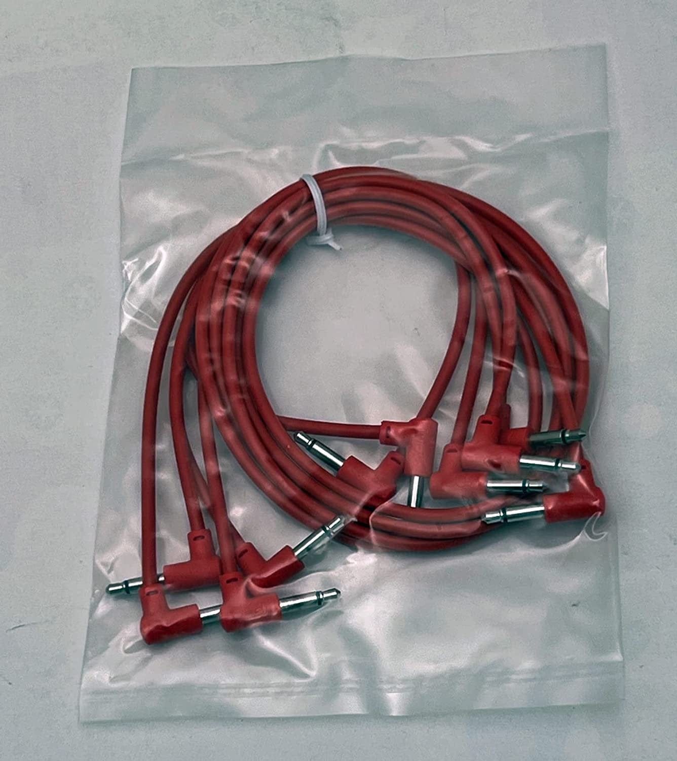 Luigis Modular M-PAR Right Angled Eurorack Patch Cables - Package of 5 Red Cables, 18" (45 cm)