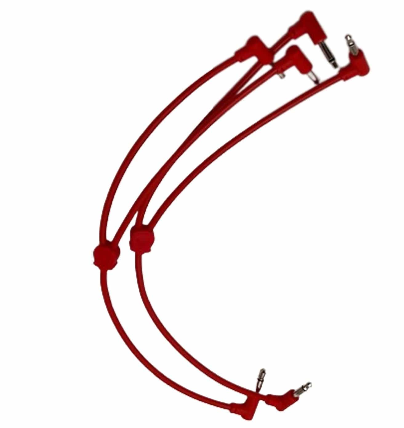 Starving Students Music Supplies Luigi's Modular M-Doppio Mini Y Right Angled Splitter Patch Cables 10cm x 10cm - 2 Pack (Red) - 3.5mm Splitter for Eurorack Modular Synthesizer