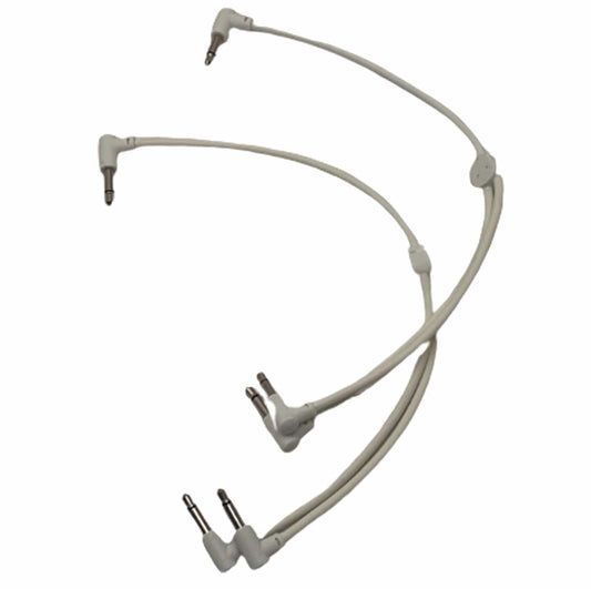 Starving Students Music Supplies Luigi's Modular M-Doppio Mini Y Right Angled Splitter Patch Cables 10cm x 10cm - 2 Pack (White) - 3.5mm Splitter for Eurorack Modular Synthesizer