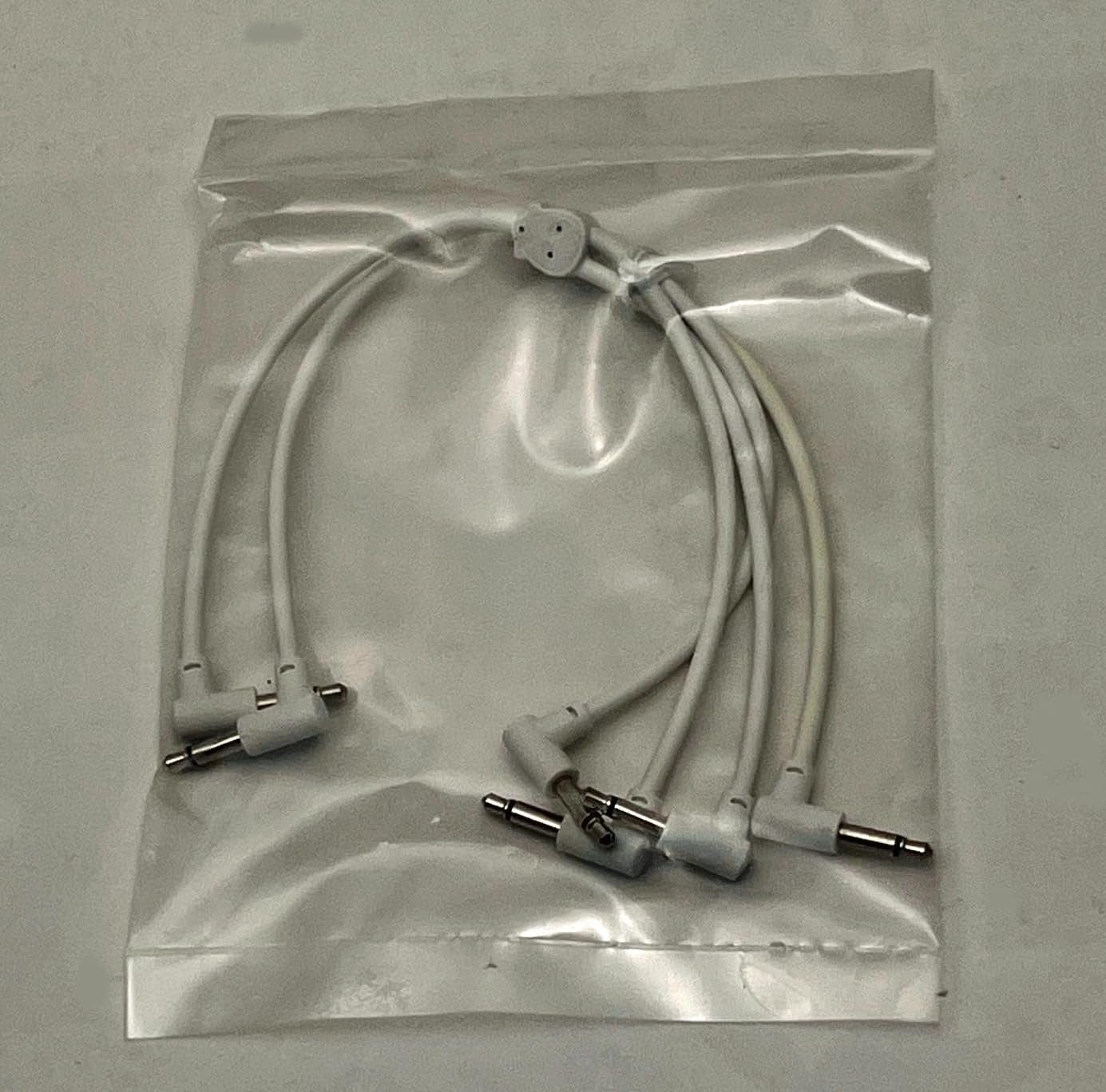 Starving Students Music Supplies Luigi's Modular M-Doppio Mini Y Right Angled Splitter Patch Cables 10cm x 10cm - 2 Pack (White) - 3.5mm Splitter for Eurorack Modular Synthesizer