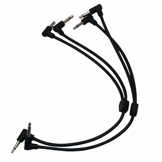 Starving Students Music Supplies Luigi's Modular M-Doppio Mini Y Right Angled Splitter Patch Cables 15cm x 15cm - 2 Pack (Black) - 3.5mm Splitter for Eurorack Modular Synthesizer