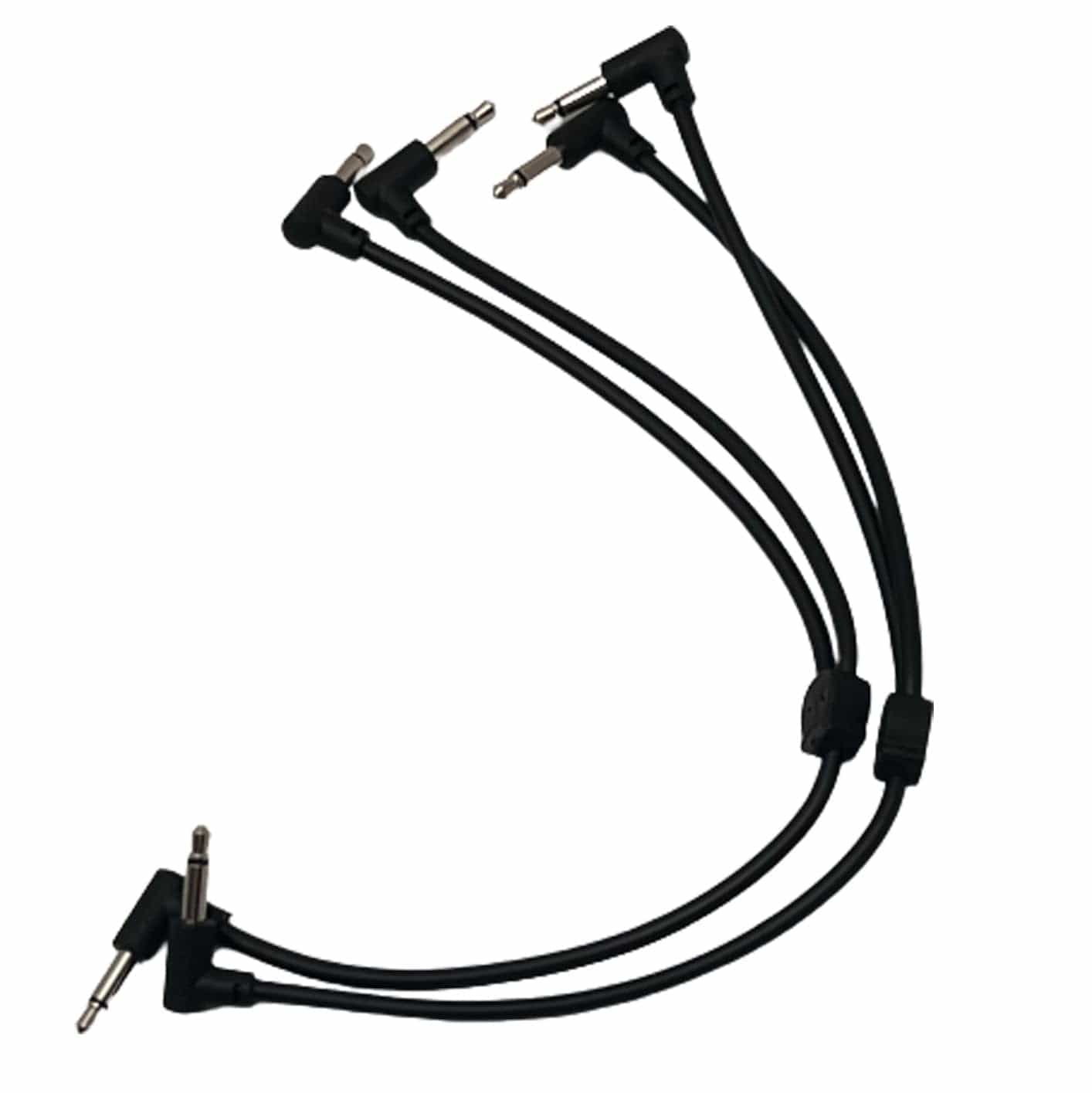 Starving Students Music Supplies Luigi's Modular M-Doppio Mini Y Right Angled Splitter Patch Cables 15cm x 30cm - 2 Pack (Black) - 3.5mm Splitter for Eurorack Modular Synthesizer