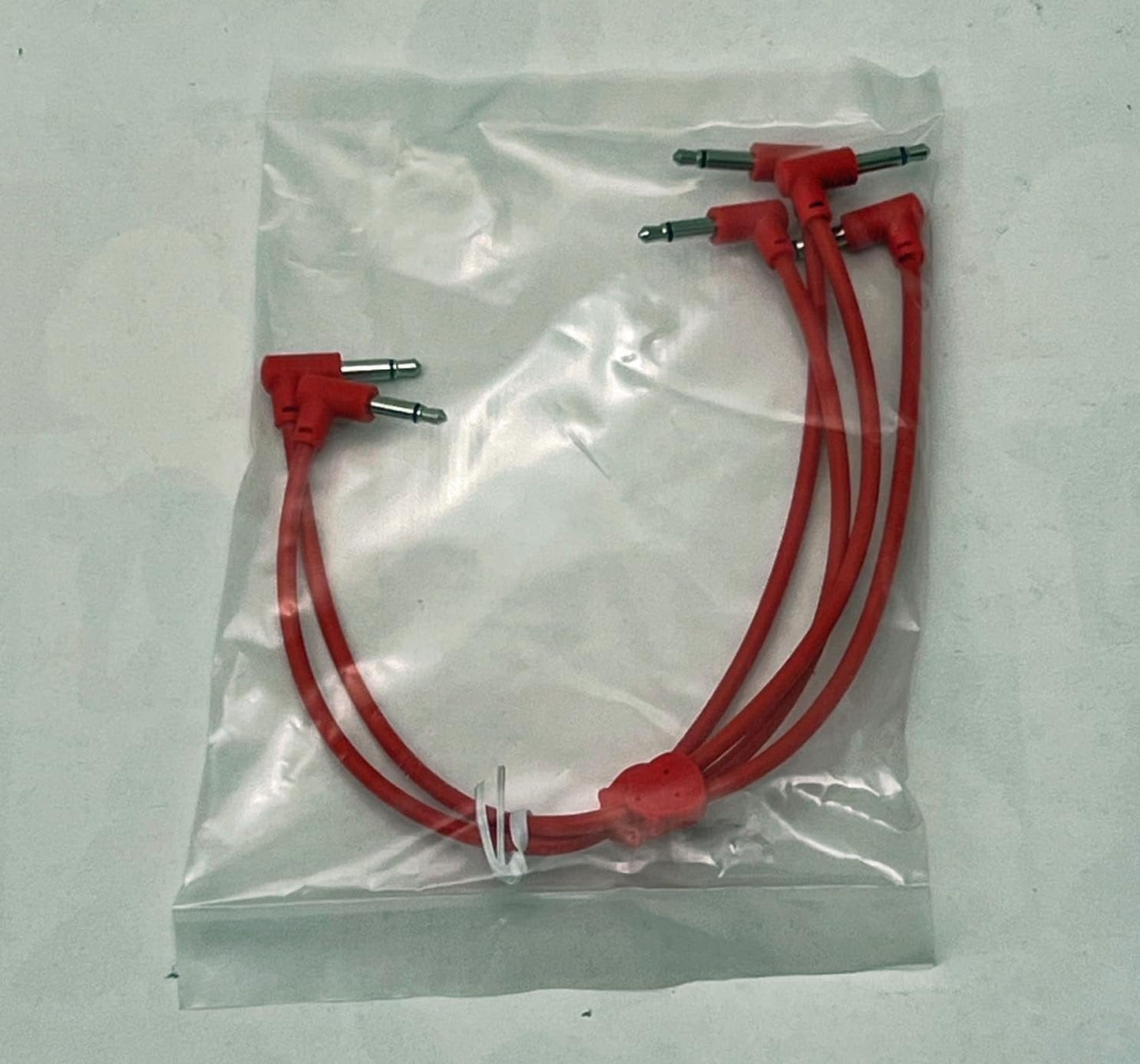 Starving Students Music Supplies Luigi's Modular M-Doppio Mini Y Right Angled Splitter Patch Cables 15cm x 30cm - 2 Pack (Red) - 3.5mm Splitter for Eurorack Modular Synthesizer