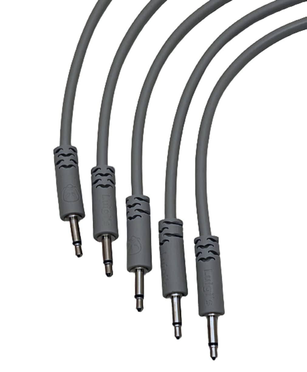 Starving Students Music Supplies Luigi's Modular Supply Spaghetti Eurorack Patch Cables - Package of 5 Light Gray Cables, 36" (90 cm)